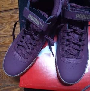 Puma size 10 Burgundy and tan